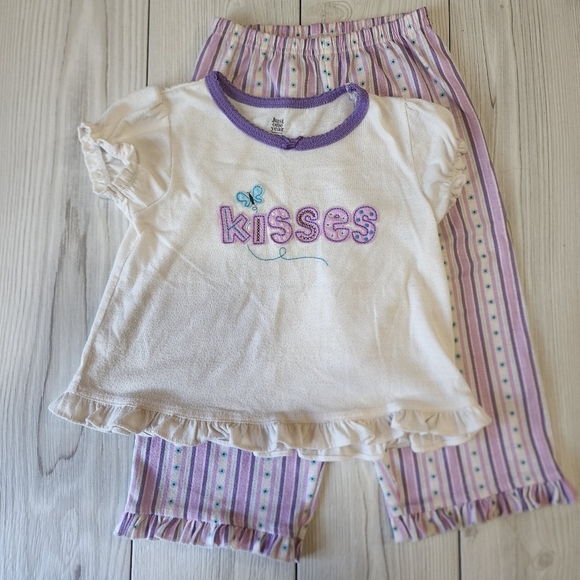 3T purple and cream "kisses" pajama set - Picture 1 of 8